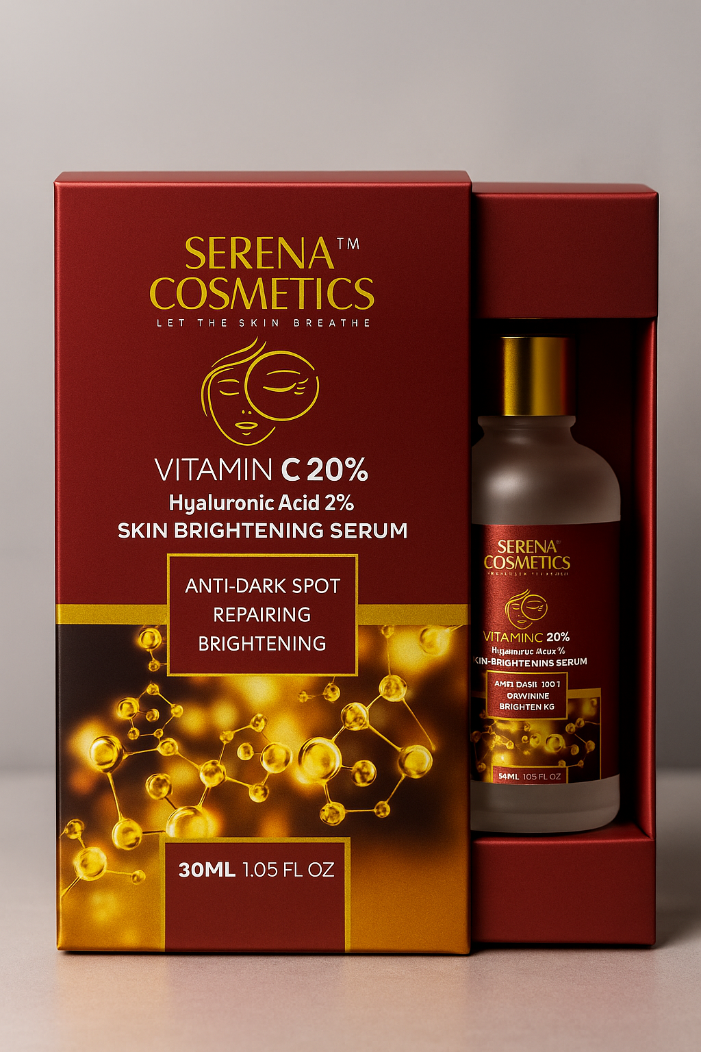 Serena Cosmetics Vitamin C 20% & Hyaluronic Acid 2% Skin Brightening Serum (30ml / 1.05 fl.oz)