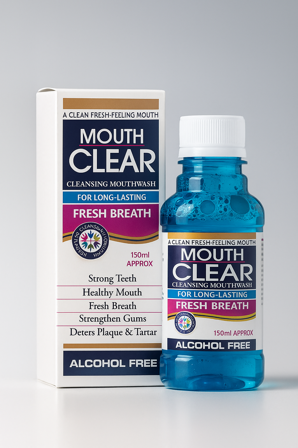 Mouth Clear Cleansing Mouthwash - Alcohol-Free for Long-Lasting Fresh Breath (150ml)