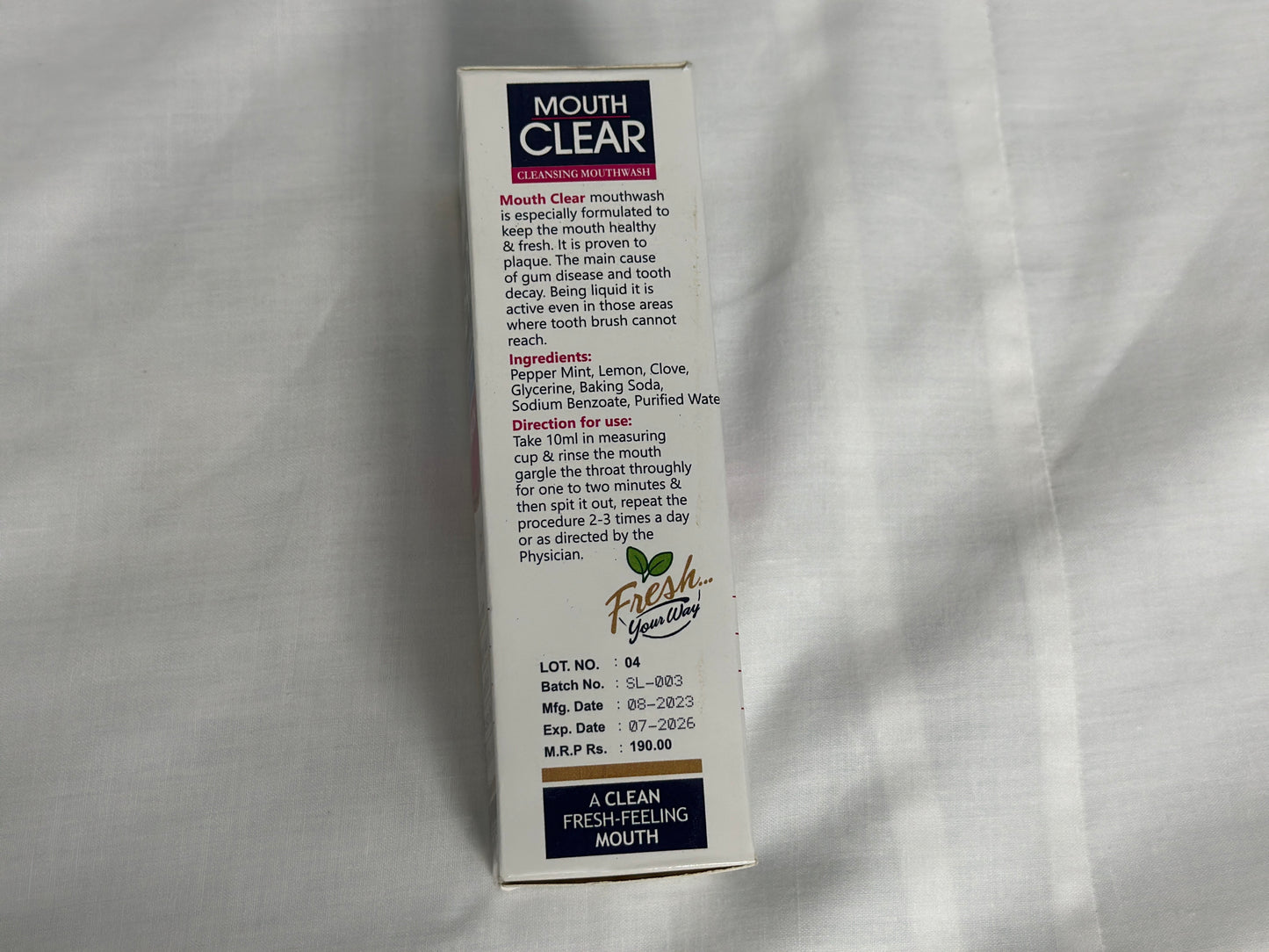 Mouth Clear Cleansing Mouthwash - Alcohol-Free for Long-Lasting Fresh Breath (150ml)