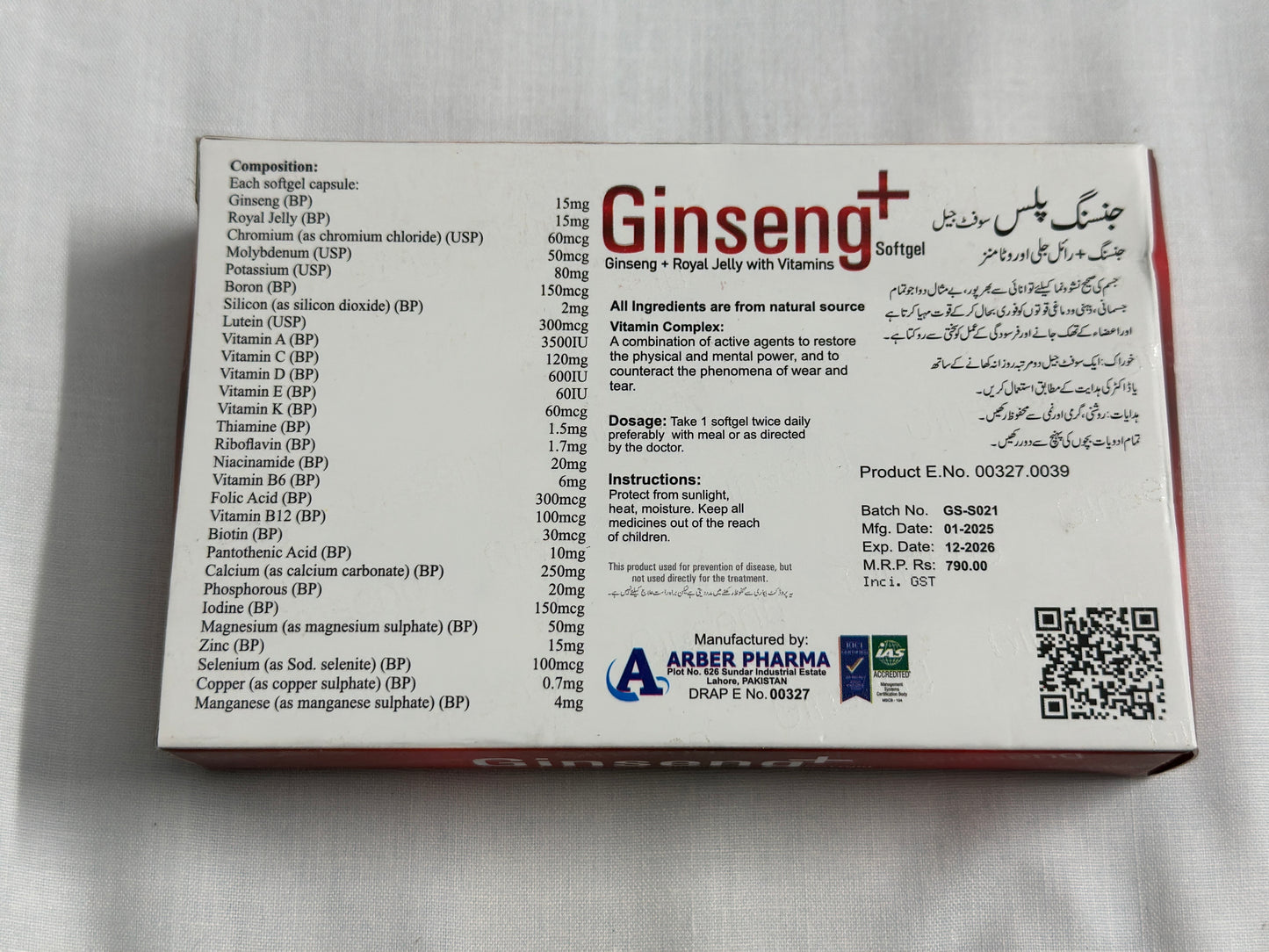 Booster Ginseng+ Energy Shot & Immune System Softgels - With Ginseng & Royal Jelly (20 Softgels)