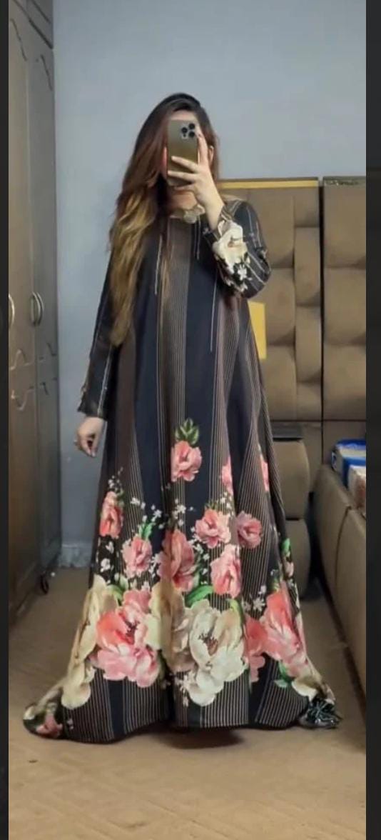 Elysian Bloom Duo – 2-Piece Midnight Floral Lawn Suit (Italian PP Fabric)