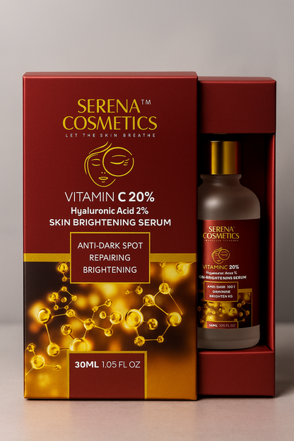 Serena Cosmetics Vitamin C 20% & Hyaluronic Acid 2% Skin Brightening Serum (30ml / 1.05 fl.oz)