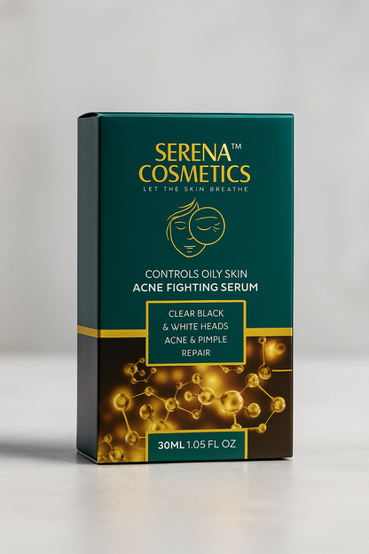 Serena Cosmetics Acne Fighting Serum - Controls Oily Skin, Clears Blackheads & Pimples (30ml / 1.05 fl.oz)