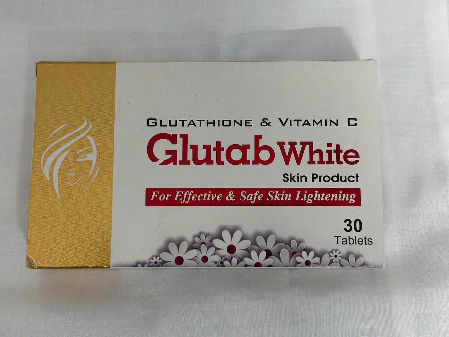 Glutab White glutathione and vitamin C tablets for skin whitening – 30 pack