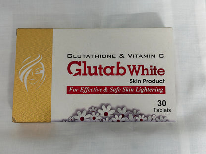 Glutab White glutathione and vitamin C tablets for skin whitening – 30 pack