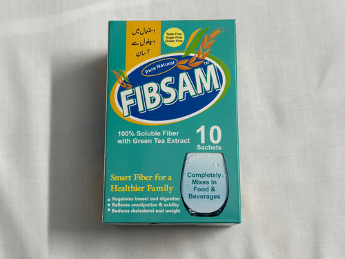 FIBSAM 100% Soluble Fiber with Green Tea Extract Sachets (10-Count Box)