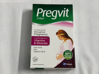 Pregvit Softgels - Complete Nutrition Throughout Pregnancy (20 Softgels)