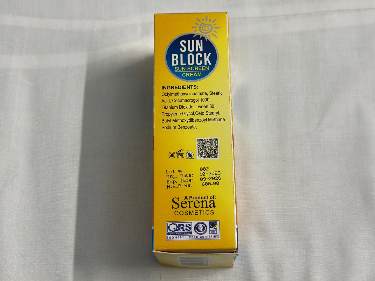 Serena Cosmetics Sun Block SPF 60+ - Maximum Protection Sunscreen Cream