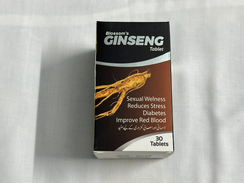 Blossom's Ginseng Tablet - Withania Somnifera, Lepidium Sativum & Ginseng for Sexual Wellness, Stress Reduction & Red Blood Cell Improvement (30 Tablets)