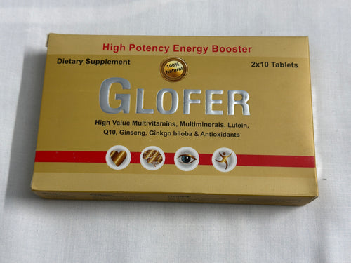 Glofer High Potency Energy Booster - Multivitamin, Multimineral, Lutein, Q10, Ginseng & Ginkgo Biloba with Antioxidants (2x10 Tablets)