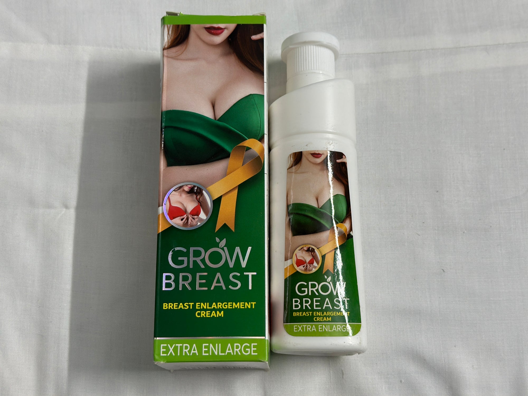 GROW BREAST breast enlargement cream bottle and box, designed for natural breast enhancement and fuller curves.