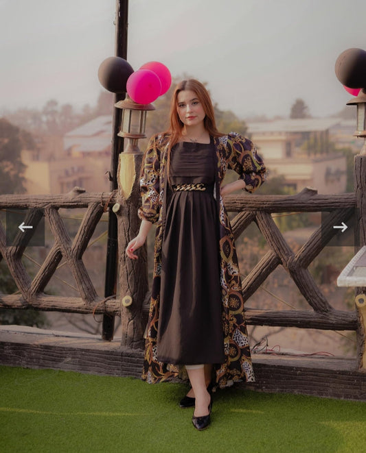 Versace Print Gown Set with Chain Belt – Ghar Ki Basket Formal Wear