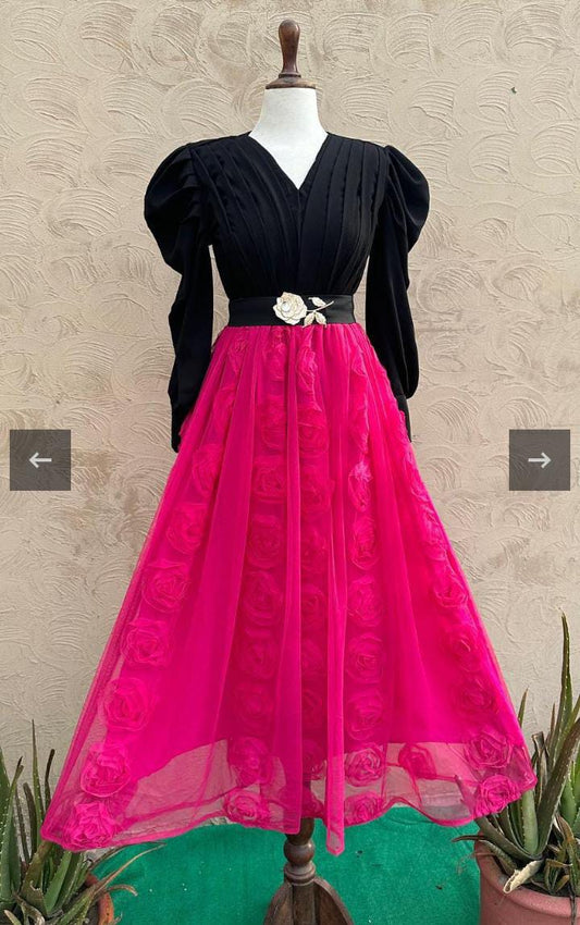 3D flower net skirt with flare for Pakistani women – elegant wear
