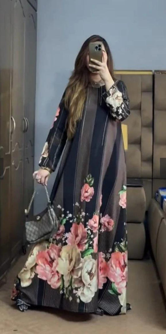 Elysian Bloom Duo – 2-Piece Midnight Floral Lawn Suit (Italian PP Fabric)